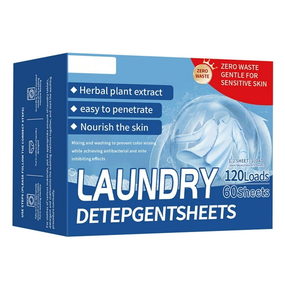 Portable Laundry Tablets Concentrated Stain Removal Instant Bubble Tablets Fresh Linen Scent Household Laundry Paper, 3 Times Concentrated (60 Pieces), Leak-Free Ultra-Thin Design