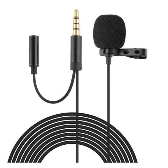 Portable Lavalier Microphone Omnidirectional Mic with Easy Clip 1.5m Video for Camera Interview Video Blogger Teachers ,Easy to Operate