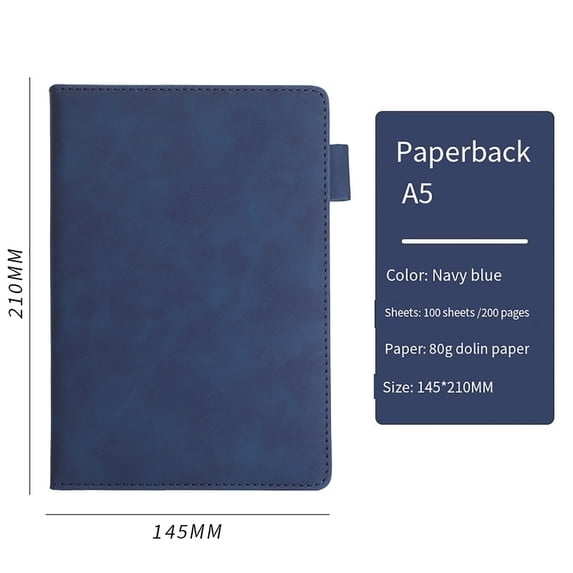 Portable Leather A5 Notebook with Pen Holder for Business Meeting Notes and Travel Use