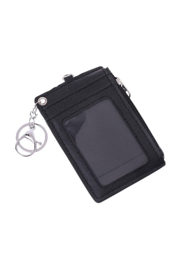 Portable Leather Business ID Card Credit Badge Holder Coin Purse Wallet Keychain