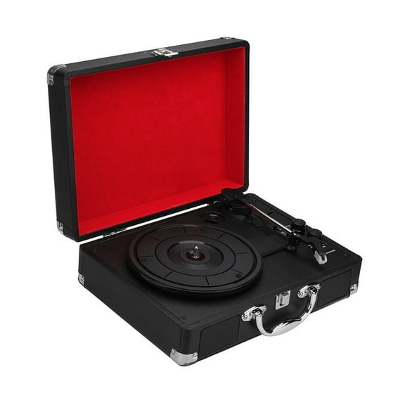 Portable Leather Case Phonograph Bluetooth Speaker Retro Gramophone Turntable Vinyl Record Player RCA Audio Output 33/45/78RPM ,Easy to Install