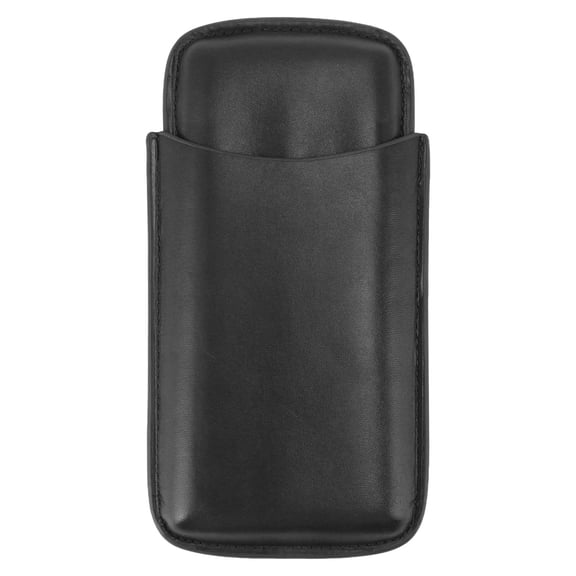 Portable Leather Cigarette Case for 3 Cigars - Premium Travel Storage Box for Men (Black)