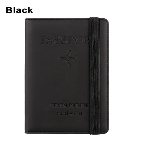 Portable Leather Document Package RFID Wallet Passport Holder Passport Bag Travel Cover Case BLACK