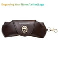 thumbnail image 1 of Portable Leather Glasses Case,Flexible Sunglasses Pouch Slim Case, Personalized Name & Number Anti-lost Glasses Case for Women Men Elderly and Children, Coffee, 1 of 6