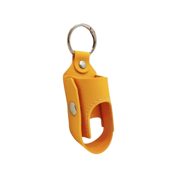 Portable Leather Hand Sanitizer Holder Keychain with Snap Closure and Metal Ring for Travel and Everyday Use