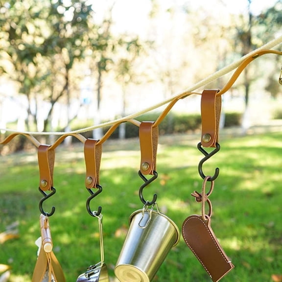 Portable Leather Hook for Outdoor Camping, Multifunctional Tent Hook, Gear Hanger for Backpack and Shelter