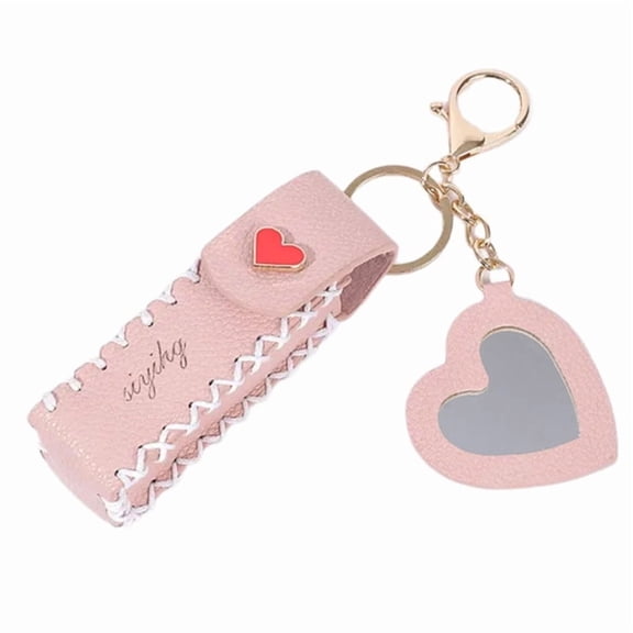 Portable Leather Lipstick Bag Makeup Pouch Lip Balm Bag Keychain Holder Lipsticks Protective Cover Bag Decoration
