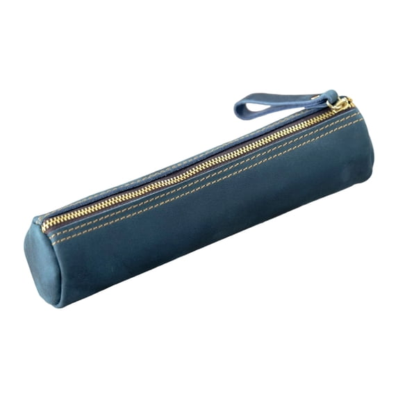 Portable Leather Pen Case Lightweight Fountain Pen Protector with Zippered Closure for Daily Use