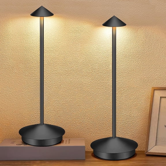 Portable Led Cordless Lamp Table Light 2 Pack, Rechargeable 6000mAh Battery Outdoor Table Lamp for Dinning Restaurant Patio Bedroom Camping, IP54 Waterproof, Dimmable