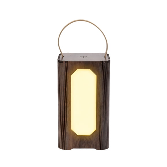 Portable Led Lamp,3 Color Dimmable Portable Wooden Lamp Touch Control Led Night Light With Handle For Reading, Outdoor Camping.(6×3 Inch).Brown