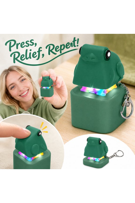 Portable Led Light, Mini Keychain Flashlight, Small Led Light, Orvyla Mini Keychain Flashlight, 2X2X2 Inch Cute Frog Shaped Hanging Ornament with Charging Cable, Rechargeable Rgb