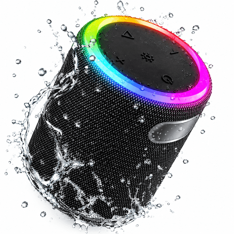Portable Led Party Bluetooth 5.0 Speaker,Mini Wireless Speaker with Lights Rich Stereo Bass Aux, IPX6 Waterproof Outdoor Speaker, 24H Playtime, Dual Pairing, Home, Travel, Hiking