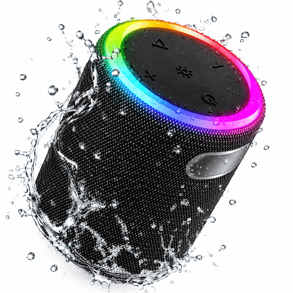 Portable Led Party Bluetooth 5.0 Speaker,Mini Wireless Speaker with Lights Rich Stereo Bass Aux, IPX6 Waterproof Outdoor Speaker, 24H Playtime, Dual Pairing, Home, Travel, Hiking