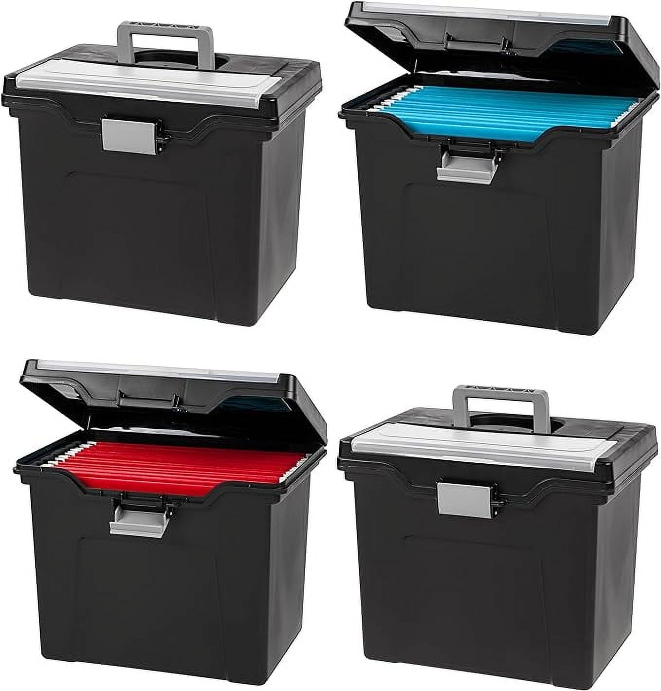 Black BPA-Free Plastic Portable File Organizer with Buckle Closure, 4 Pack