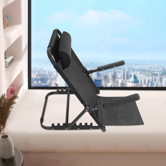 Portable Lifting Bed Backrest, Adjustable Lifting Bed Backrest W/ Armrest, Black