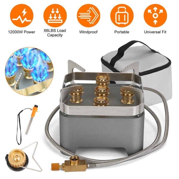 Portable Lightweight Camping Stove, Windproof, 3-Fuel Compatible with Carrying Bag, for Camping/Hiking/Picnics
