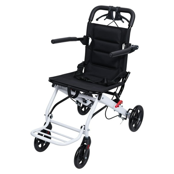 Portable Lightweight Folding Transport Chair,Removable Flip Armrests, with Locking Handbrake,Supports 220 lbs,Ultra Lightweight Elderly Transport Wheelchair Weighs only 13.66 lbs