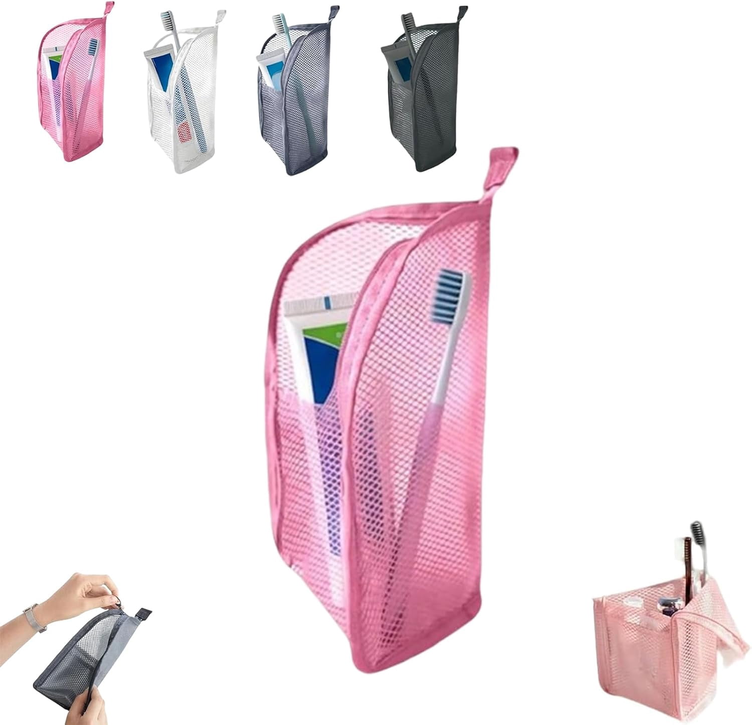 Portable Lightweight Travel Toiletry Bag - Stand-Up Mesh Wash Pouch for Bathroom & Gym Essentials (Select Color)