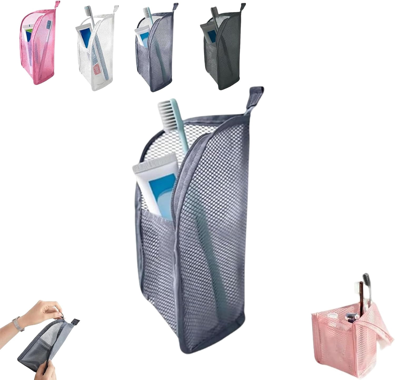 Portable Lightweight Travel Toiletry Bag - Stand-Up Mesh Wash Pouch for Bathroom & Gym Essentials (Select Color)