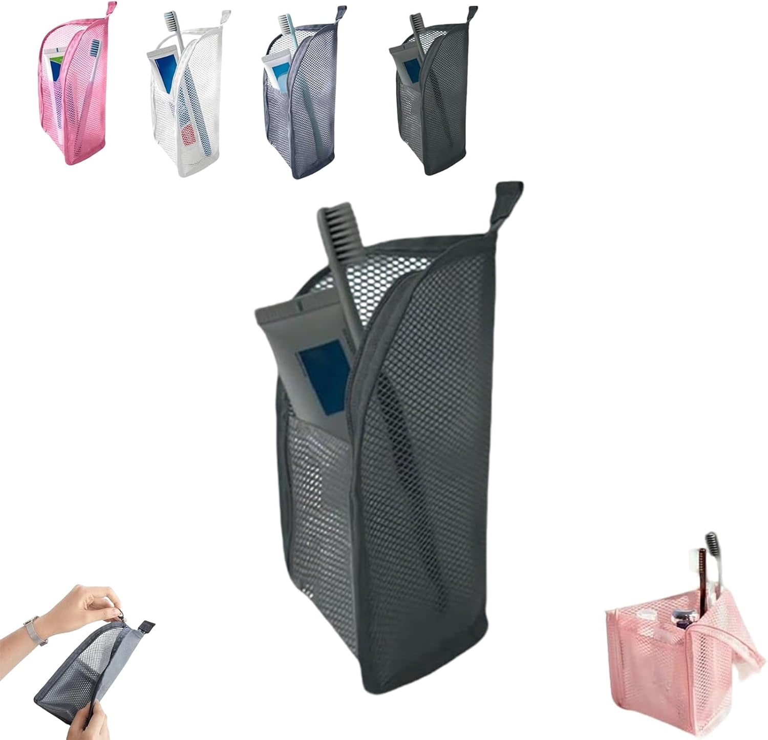 Portable Lightweight Travel Toiletry Bag - Stand-Up Mesh Wash Pouch for Bathroom & Gym Essentials (Select Color)
