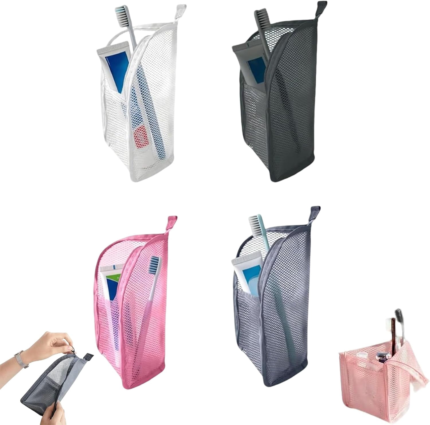 Portable Lightweight Travel Toiletry Bag - Stand-Up Mesh Wash Pouch for Bathroom & Gym Essentials (Select Color)