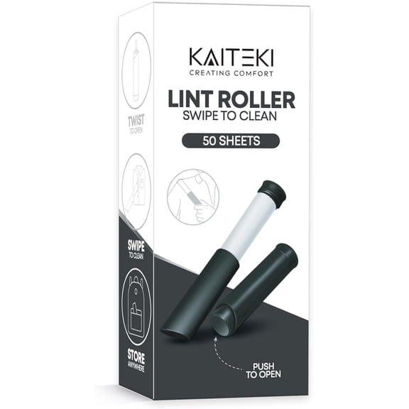 Portable Lint Roller with 100 Sticky Sheets, Mini Pet Hair Remover, Lint Roller for Cats, Dogs, Kids - Travel Roller for Clothes Backpack School - Small Retractable Fits in Pocket (Black)