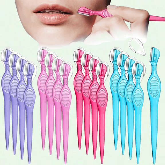 Portable Lip Razors for Women, Facial Hair Removal Tool, Dermaplaning Eyebrow Trimmer, 4 Colors