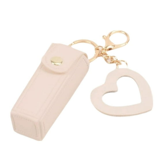 Portable Lipstick Holder Key Chain,PU Lipstick Bag Keychain with Heart Pendant Travel Makeup Storage Case Gift for Women Girls