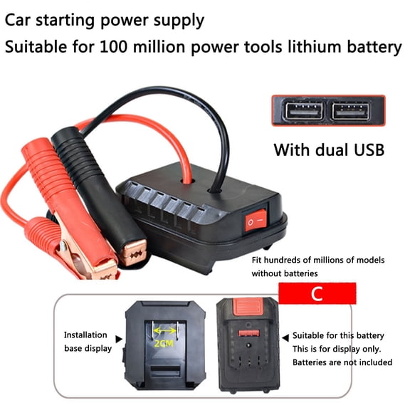 Portable Lithium Car Battery Jump Starter - 1500A Peak Power, 2 USB Ports, Lightweight (150g) for Trucks, SUVs & Compact Cars, Includes Sturdy Clips, ABS+Copper Construction, 7.09" x 3.15" x 2.17"