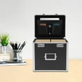 thumbnail image 1 of Portable Locking Storage Box- 13.8*10*13.4inch Large,​​Dual Combination Lock Aluminum Alloy File Organizer - Multi-Slot Sorting for Filing Letters & Documents w/Lock, Black, 1 of 11