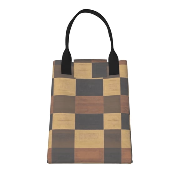 Portable Lunch Bag 10.68.35.5in Dupont Paper Strong Durable Waterproof Breathable Reinforced Webbed Carry Plaid Fall Camo Brown_4