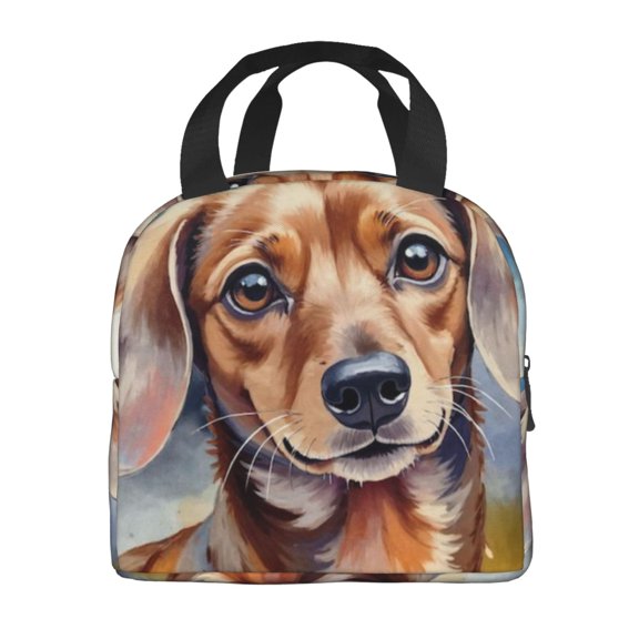Portable Lunch Bag Insulated Dachshund Portrait Headshot Lunch Box Reusable Tote Bag Unisex For Work, Travel, Picnic, Office, Camping, Hiking, Picnic, Beach