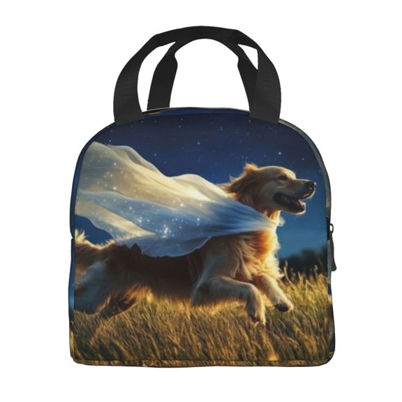 Portable Lunch Bag Insulated Golden Retriever Running Lunch Box Reusable Tote Bag Unisex For Work, Travel, Picnic, Office, Camping, Hiking, Picnic, Beach