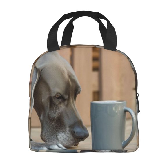 Portable Lunch Bag Insulated Great Dane Coffee Lunch Box Reusable Tote Bag Unisex For Work, Travel, Picnic, Office, Camping, Hiking, Picnic, Beach