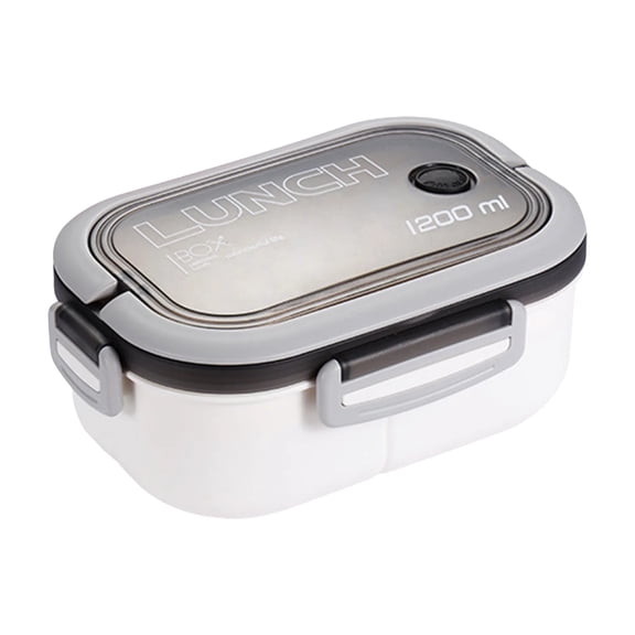 Portable Lunch Box,1200ml Buckle Design Airtight Lunch Box,Microwave Safe Large Capacity Meal Prep Bento Case,Stackable Food Containers, for Home,Office,Travel, Camping, Picnicking(White)