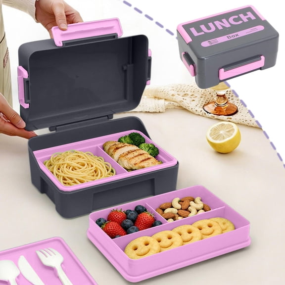 Portable Lunch Box for Students and Office, Microwave Safe Compartmentalized Food Grade Airtight Container, Perfect for Meal Prep Travel Camping, BPA Free, Stackable