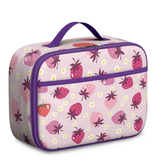 Portable Lunch Pouch Lunch Bags for Women Men, Strawberry Strap Lunch Bag Adults Leak Proof Small Lunch Tote Bags for Beach Outings Family Outings