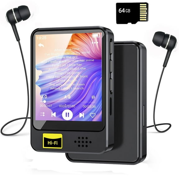 MUSICOZY MP3 Player with Bluetooth 64GB,Music Player with Built-in HD Speaker,Calendar Alarm Clock Touch Screen,FM Radio,Voice Recorder,Hifi Sound,E-Book function,MP3 MP4 Player with Earphones