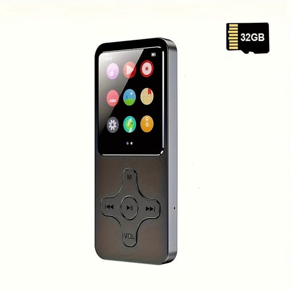 Portable MP3/MP4 Player with Built-in Speakers, SD/TF Card Support, LCD Display, Wireless, Rechargeable Battery - Black Audio Device for Travel & Work