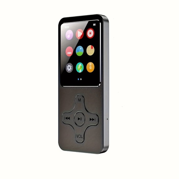 Portable MP3/MP4 Player with Built-in Speakers, SD/TF Card Support, LCD Display, Wireless, Rechargeable Battery - Black Audio Device for Travel & Work