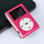 Portable MP3 Player, 1.87 x 1.17 x 0.59Mini MP3 Player,Music Player with Metal Shells,LCD Screen Display Music Player,Mini Digital BackClip Player with Earphone and USB Cable,Pink