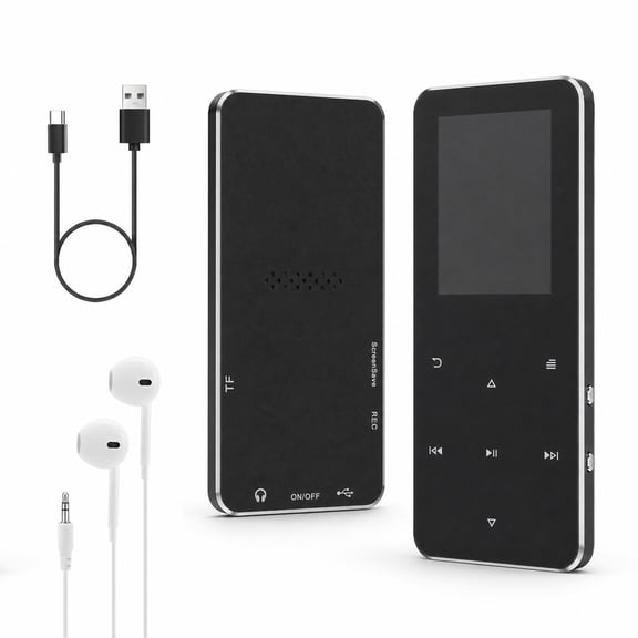 Portable MP3 Player 16GB, with Bluetooth 5.0, Music Player with Built-in HD Loudspeaker, HiFi Lossless Sound, E-Book Reader, Earphones Included, Voice Recorder