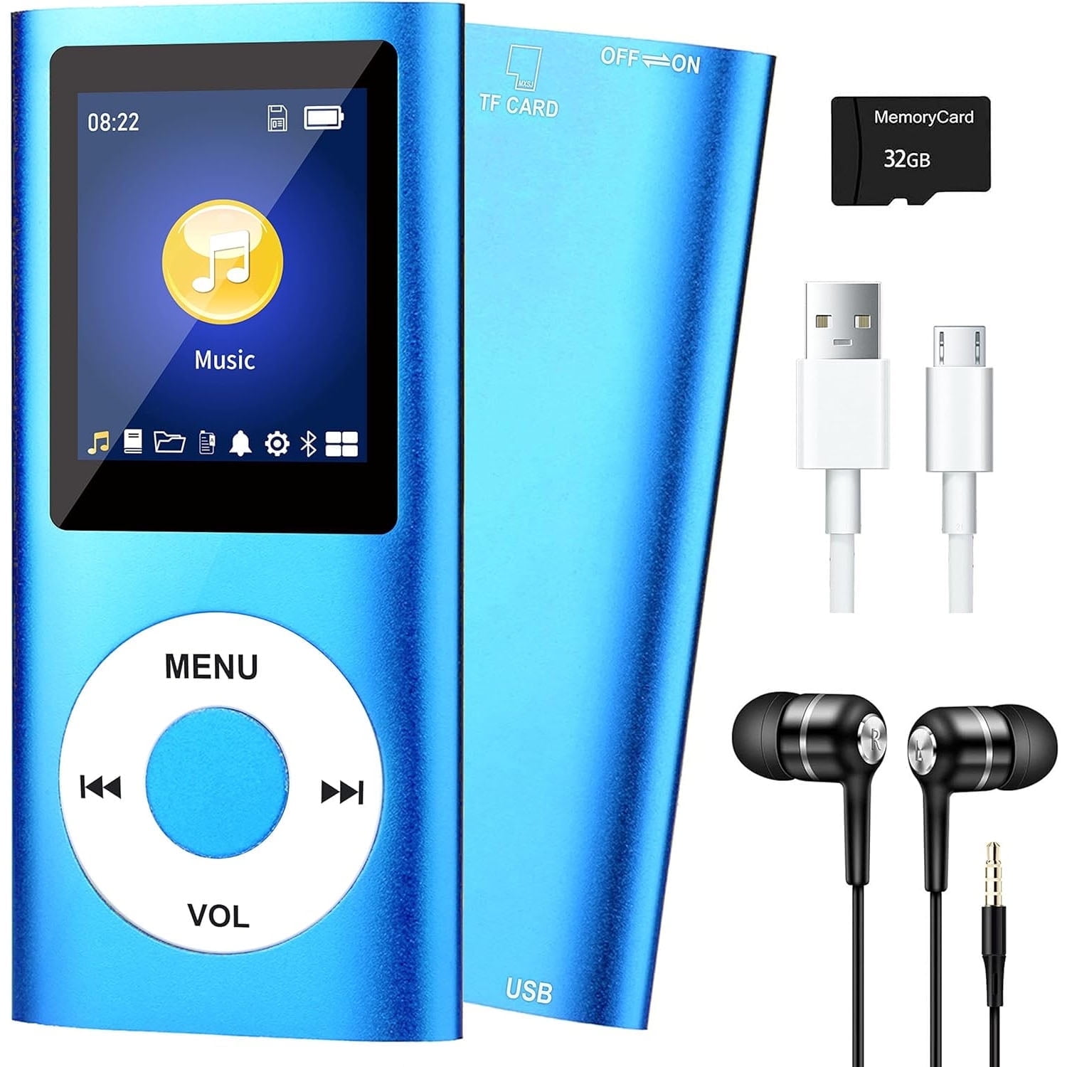 GENREEN Child's Running Bluetooth 32GB MP3/DVD Player, Blue