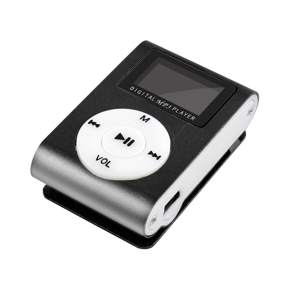 Portable MP3 Player with Clip, QQZ Ultra Compact USB Music Player with LCD Screen, Built-in Rechargeable Battery Supports 32GB Card for Sports Running Gym, Black