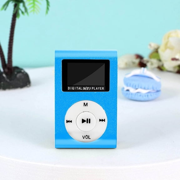 Portable MP3 Player – Mini Clip-On, USB Rechargeable, LCD Display, Supports MP1/MP2/MP3 Formats, ID3 Lyrics Sync, Lightweight Sports Music Player for On-the-Go Listening，Blue