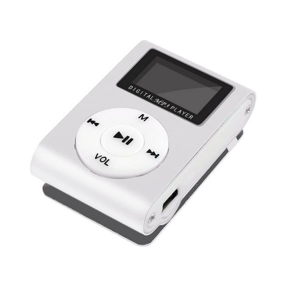 Portable MP3 Player, Rvkxad 1PC USB LCD Screen MP3 Player, Sports Music Player with Clip Support MP1 MP2 MP3 for Gym Running, Silver