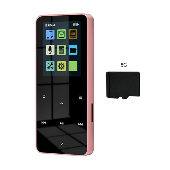 Portable MP3 Player, TFT Touch Bluetooth Walkman, 1.8-Inch Full Touch Screen Walkman(Pink With 8G)