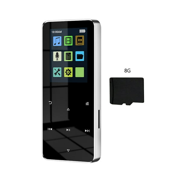 Portable MP3 Player, TFT Touch Bluetooth Walkman, 1.8-Inch Full Touch Screen Walkman(Silver With 8G)
