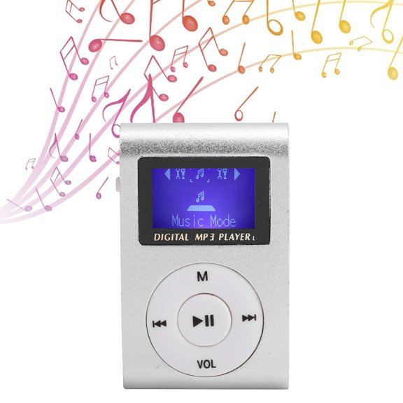 Portable MP3 Player with USB LCD Screen,1PC Sports Music Player Supports MP1,MP2,MP3 Formats,Compact,Lightweight,Long Playback,Clip,on Design,Multiple Functions,Supports up to 32GB Card Silver
