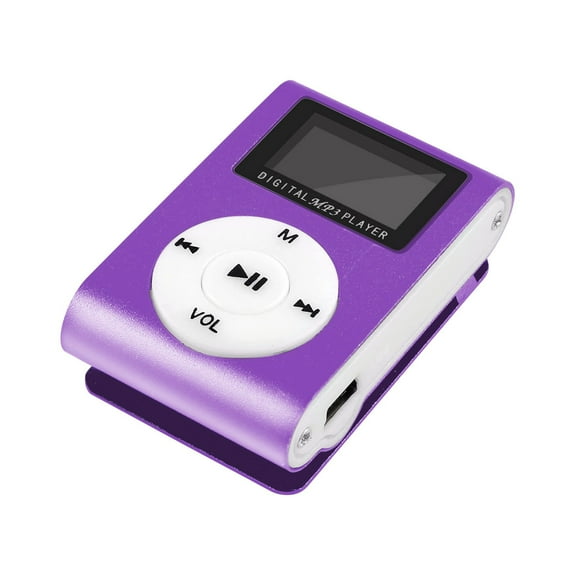 Portable MP3 Player, ZzCityTK Ultra Compact USB Music Player with Clip, LCD Screen Supports 32GB Card MP3 Player for Sports Workout, Purple